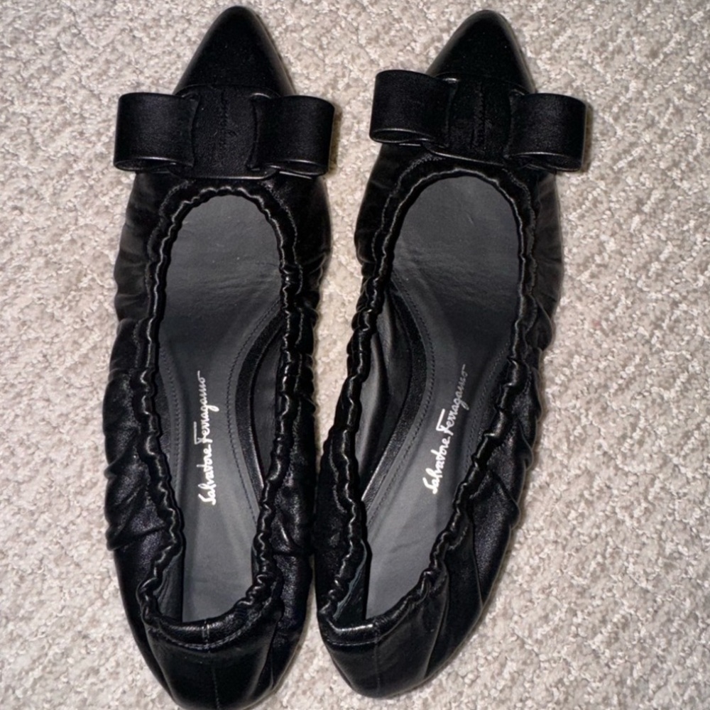 Salvatore Ferragamo Viva Ruff Black Lamb Shoes